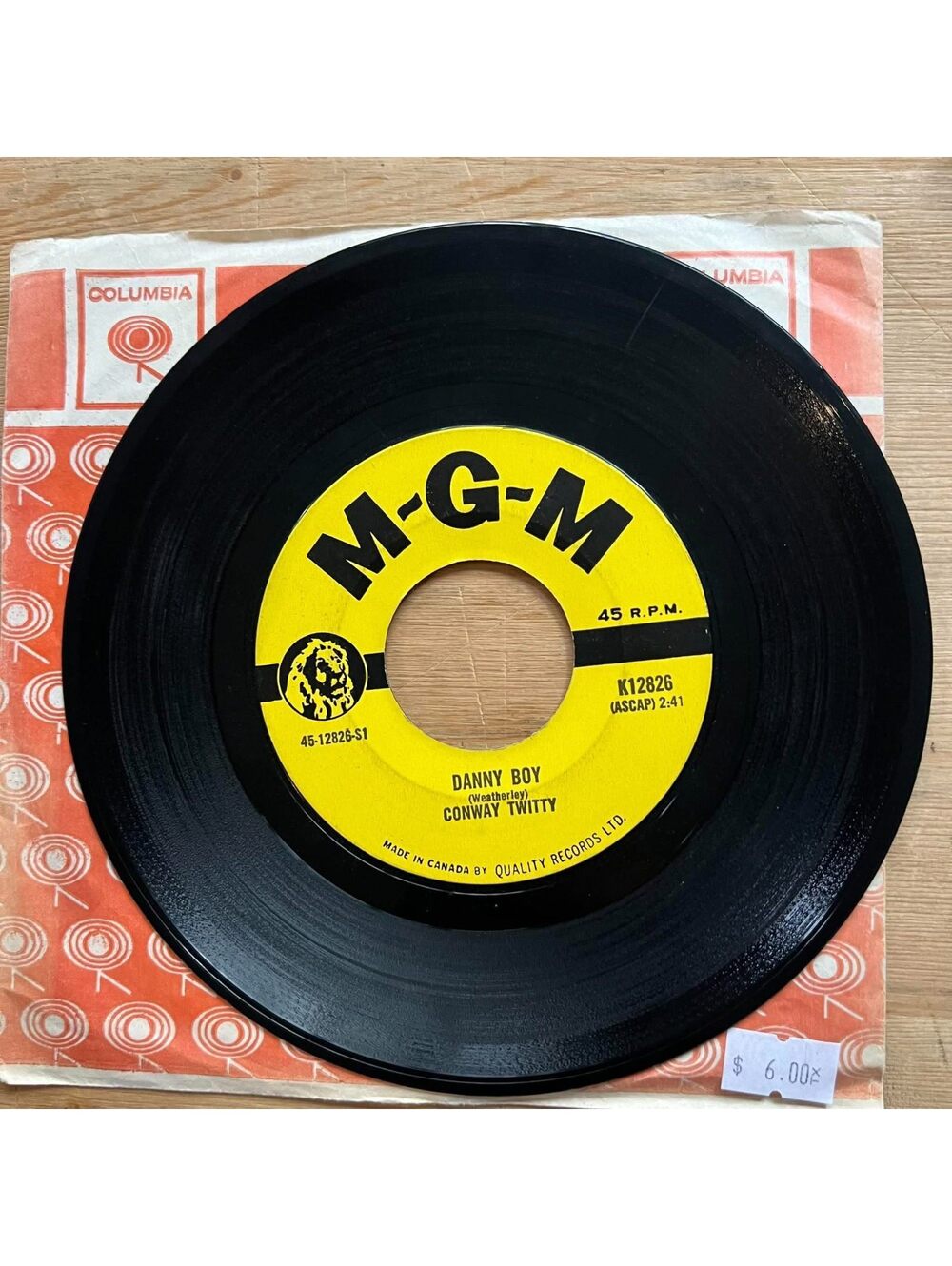 Conway Twitty - Danny Boy/Halfway to Heaven 45rpm VG+ R13